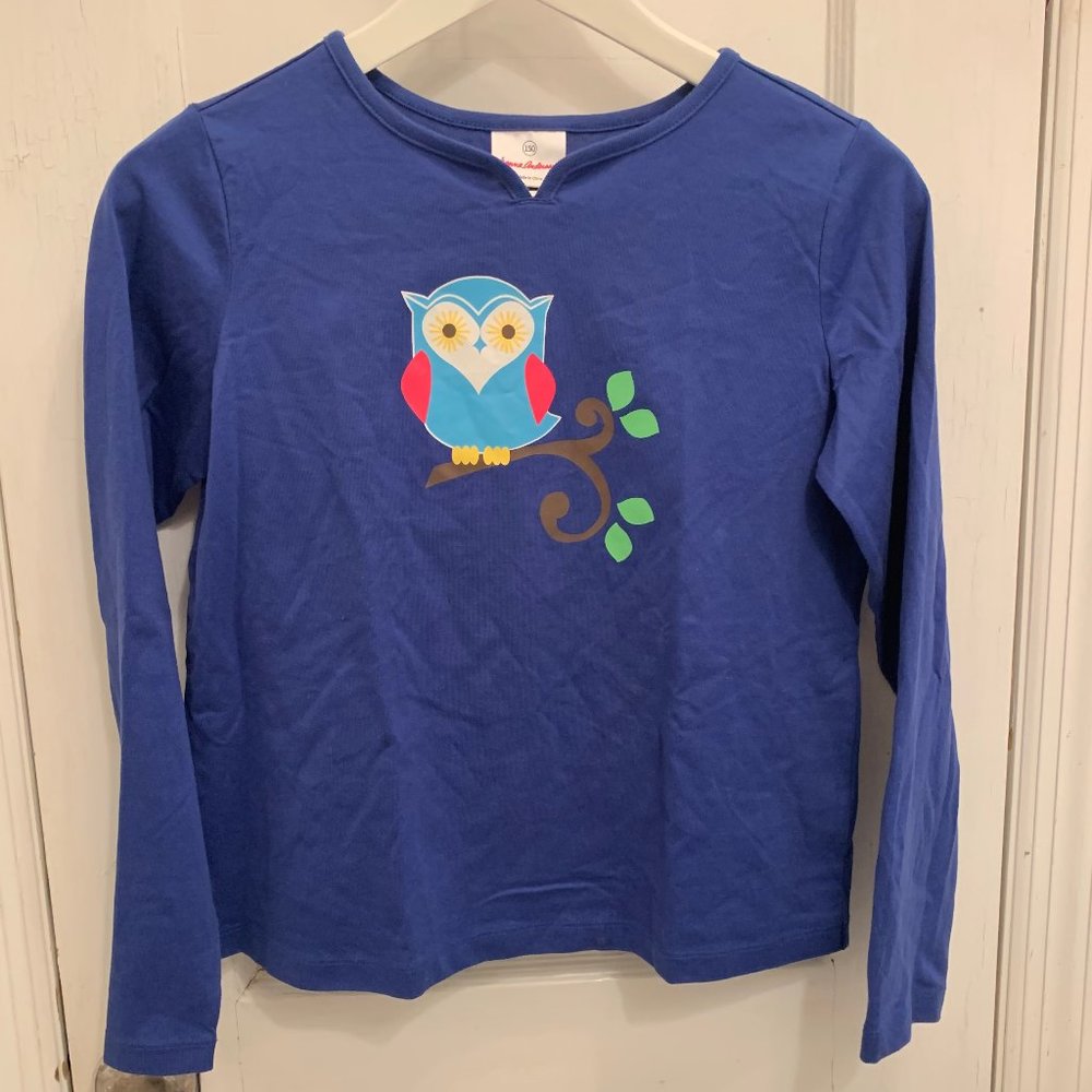 Hanna Andersson Blue Owl Top 150cm Size12
